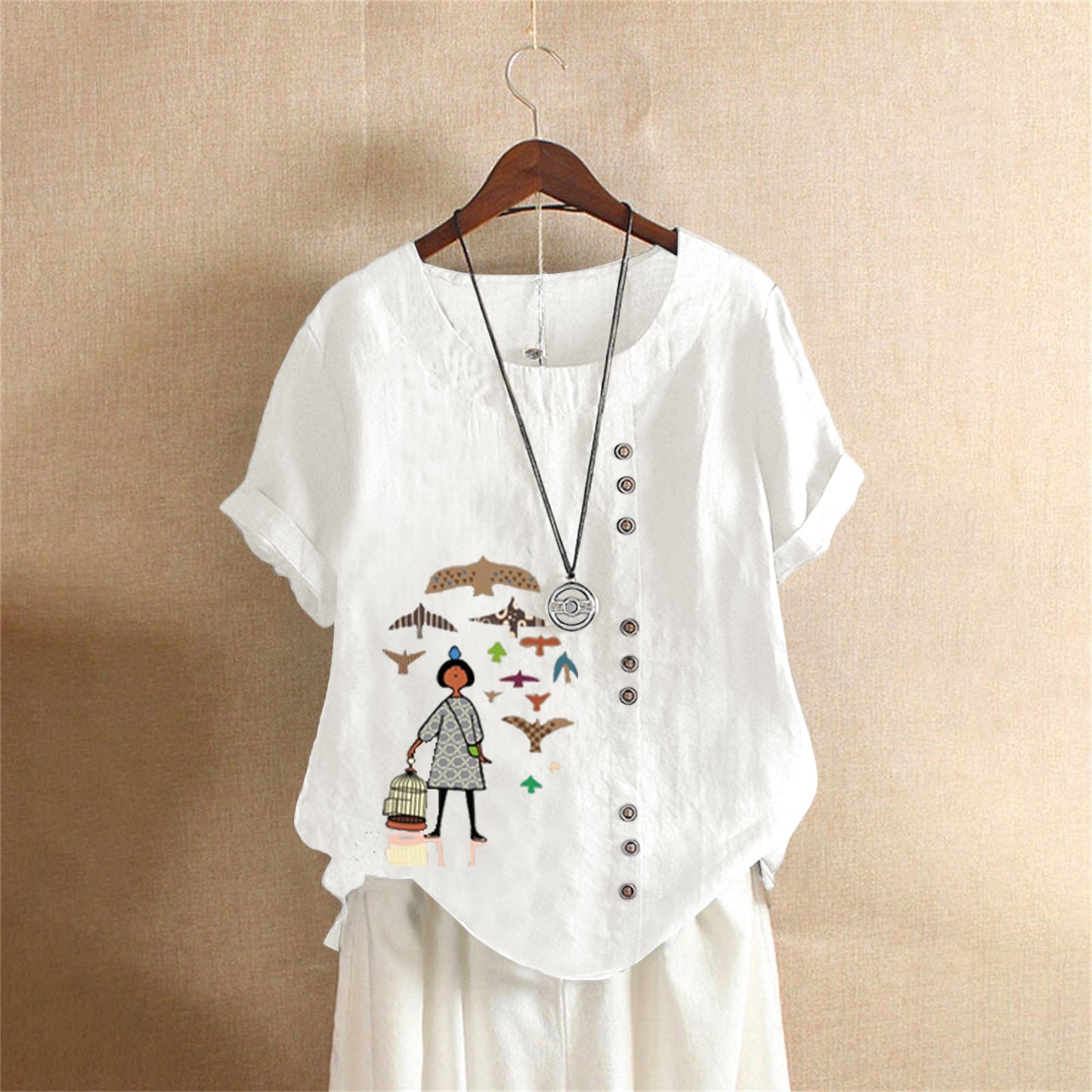 Women's Retro Large Casual Loose Cotton Linen Shorts