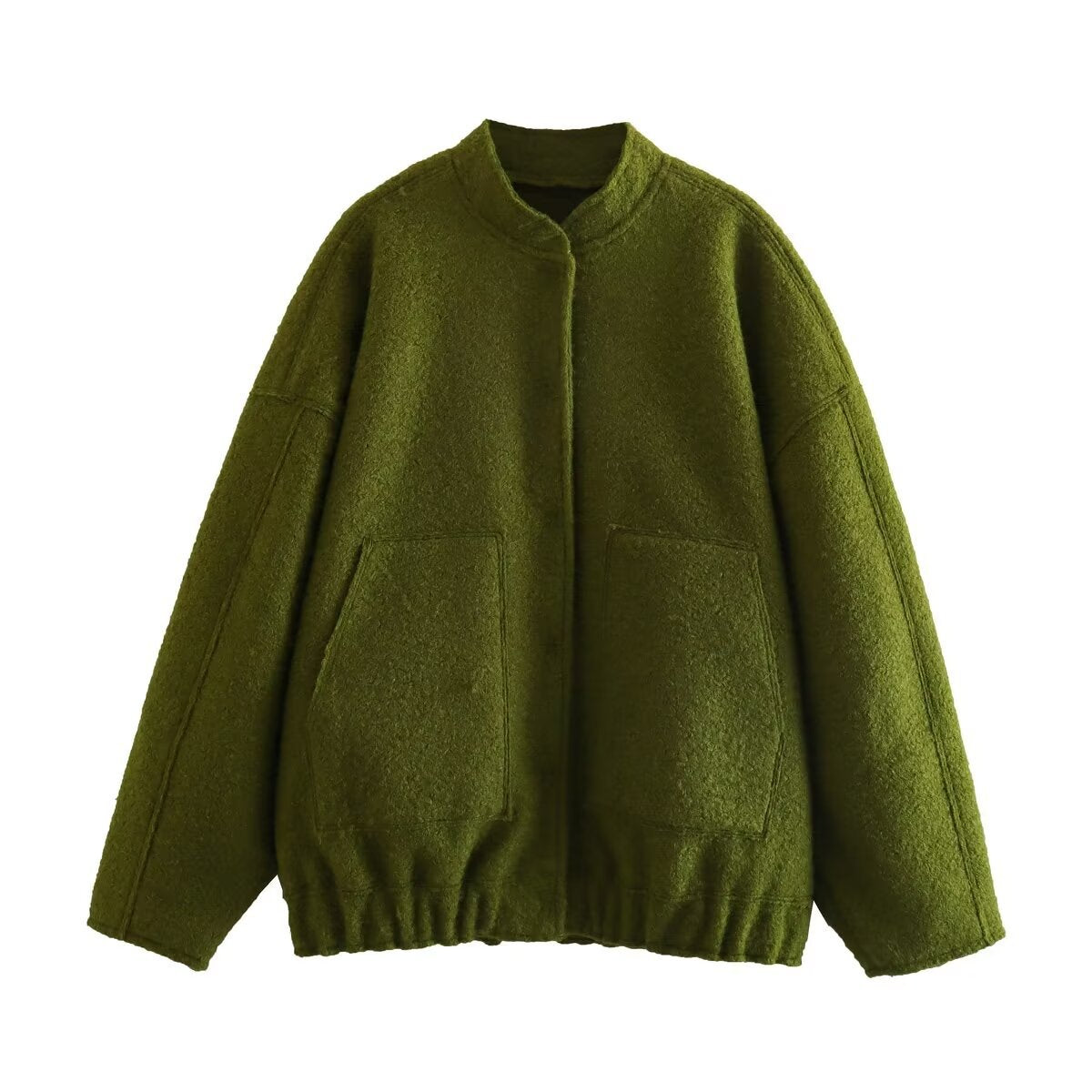 Women's Pocket Decoration Stand Collar Loose Bomber Coats