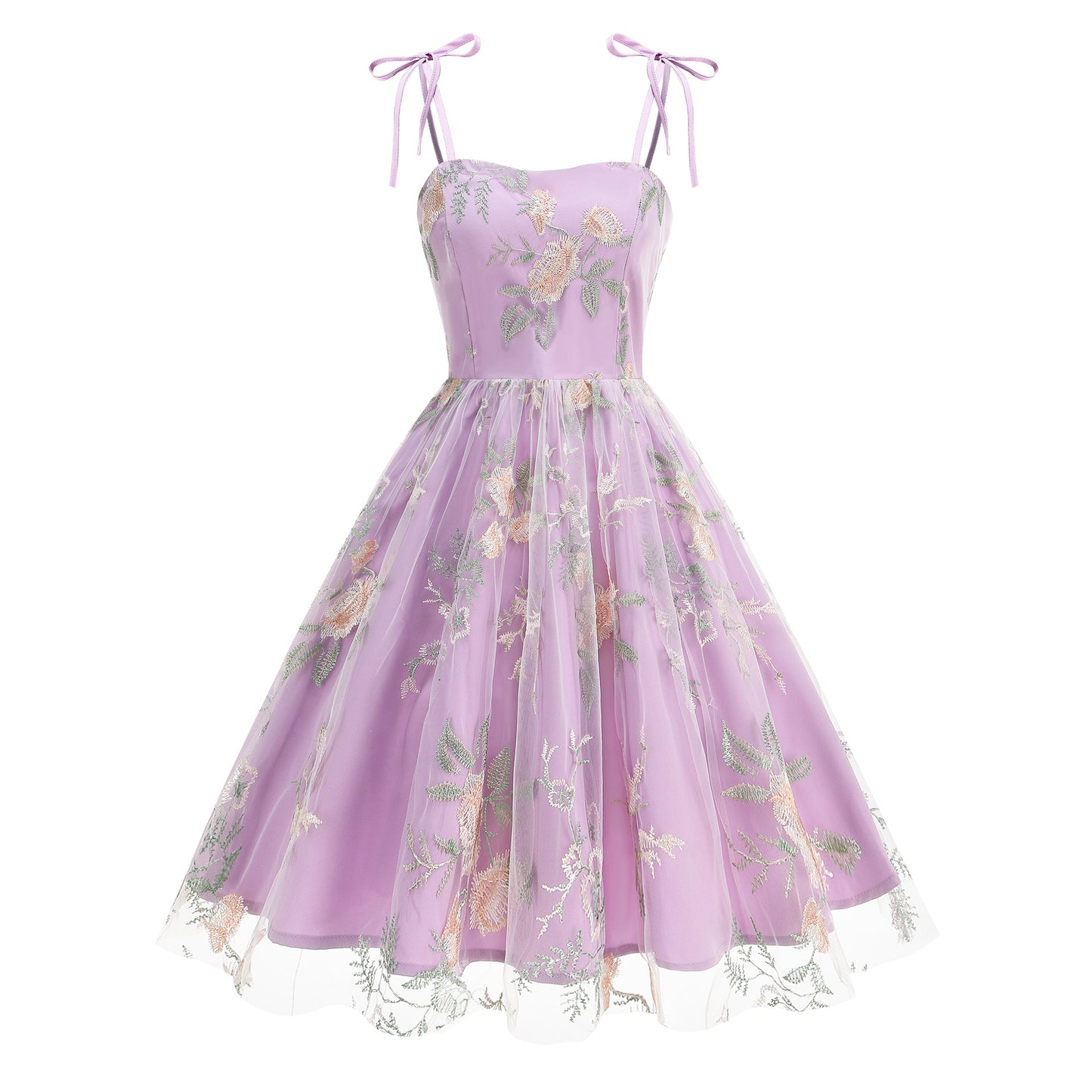 Strap Embroidered Dress Vintage Hepburn Fashion Dresses