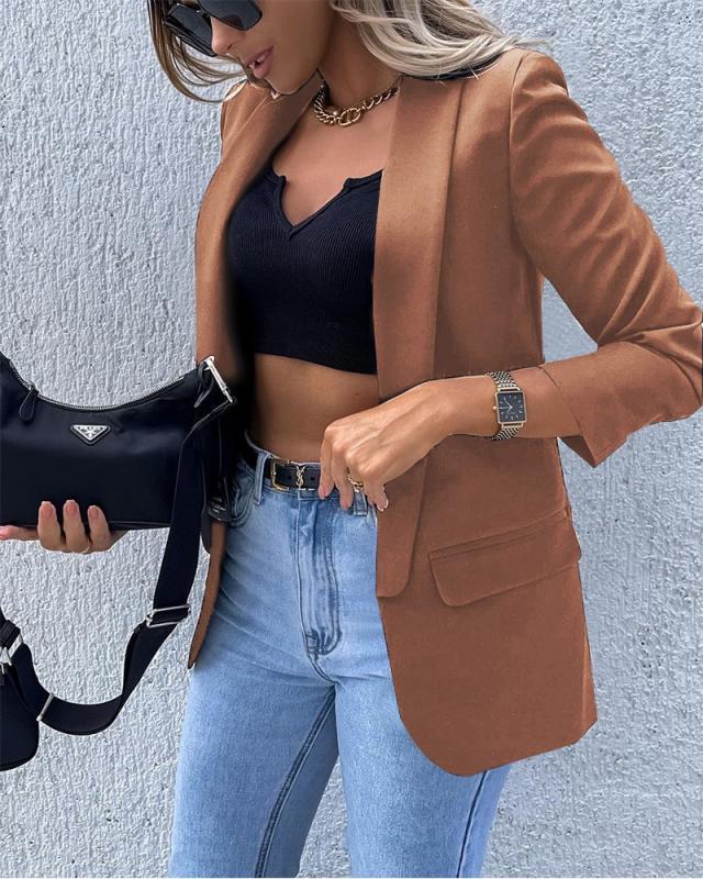 Autumn Solid Color Long Sleeve Ladies Small Suit