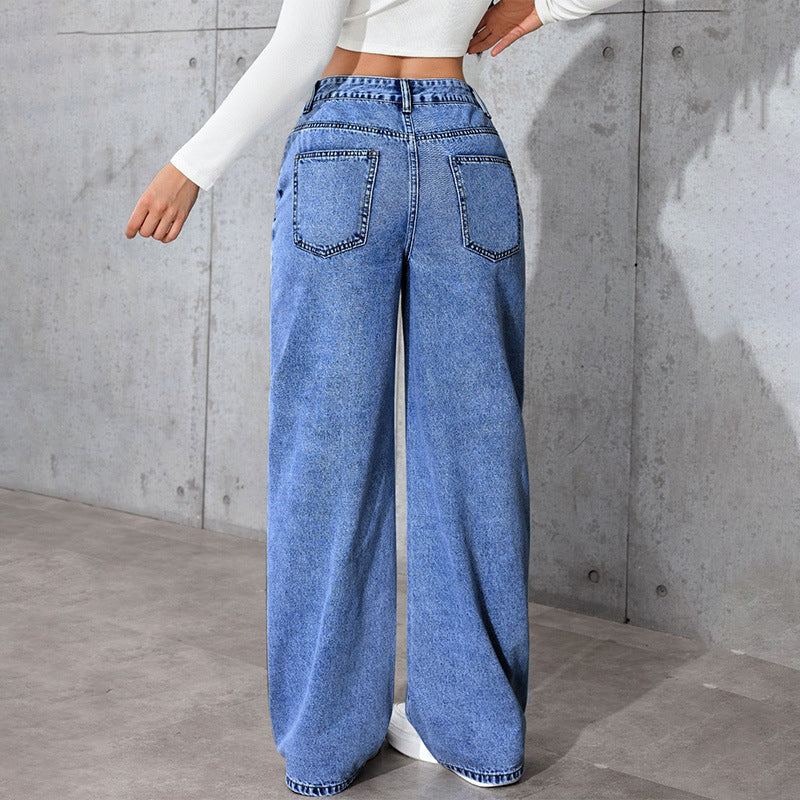 Women's Spicy Style High Waist Straight Loose Jeans