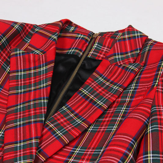 Women's Plaid Long Sleeve Slim Fit Temperament Commute Blazers