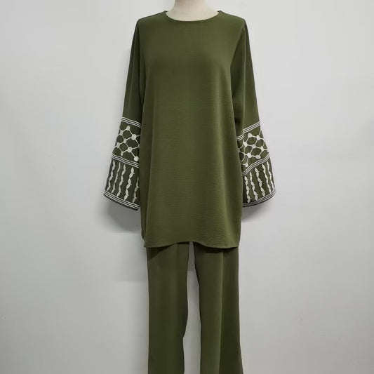 Pretty Charming Stylish Embroidered Temperament Twinset Fashion Casual Suit