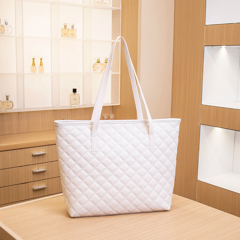 Women's Rhombus High Texture Large Capacity Commuter Tote Bags