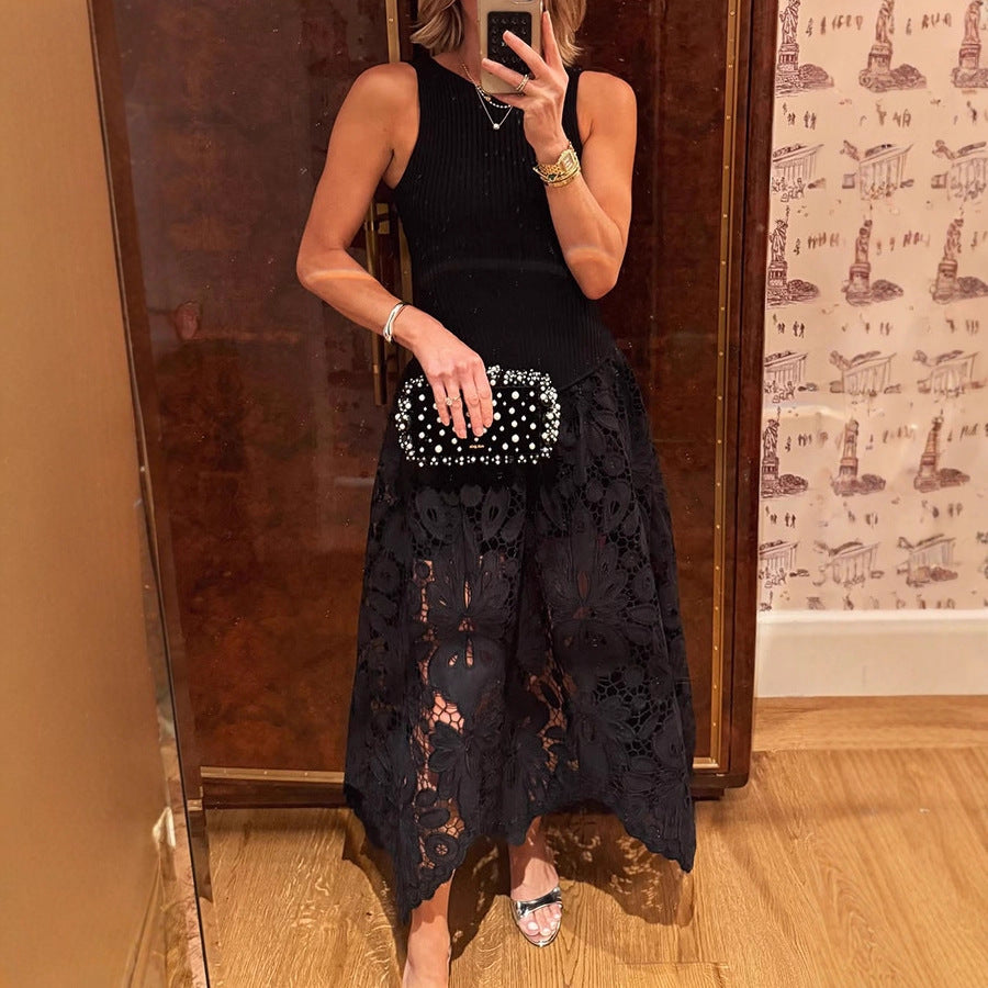 Strap Stitching Zipper Dress Loose Vacation Dresses