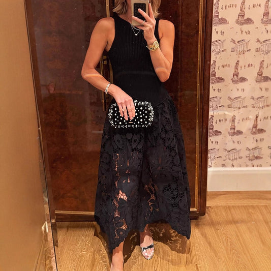 Strap Stitching Zipper Dress Loose Vacation Dresses