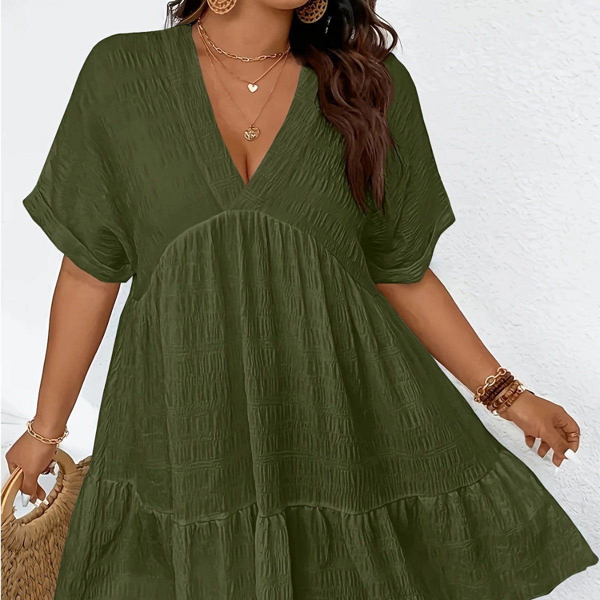 Women's Summer Casual Deep Sleeve Loose Dress
