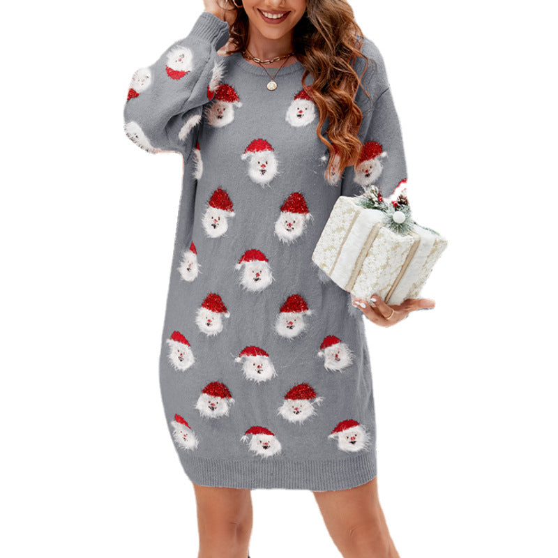 Women's Christmas Clothes Old Man's Head Dress Sweaters