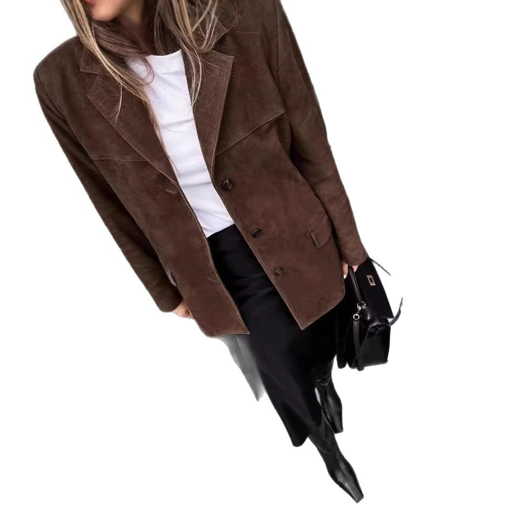 Women's American Retro Casual Suede Bomber Jackets