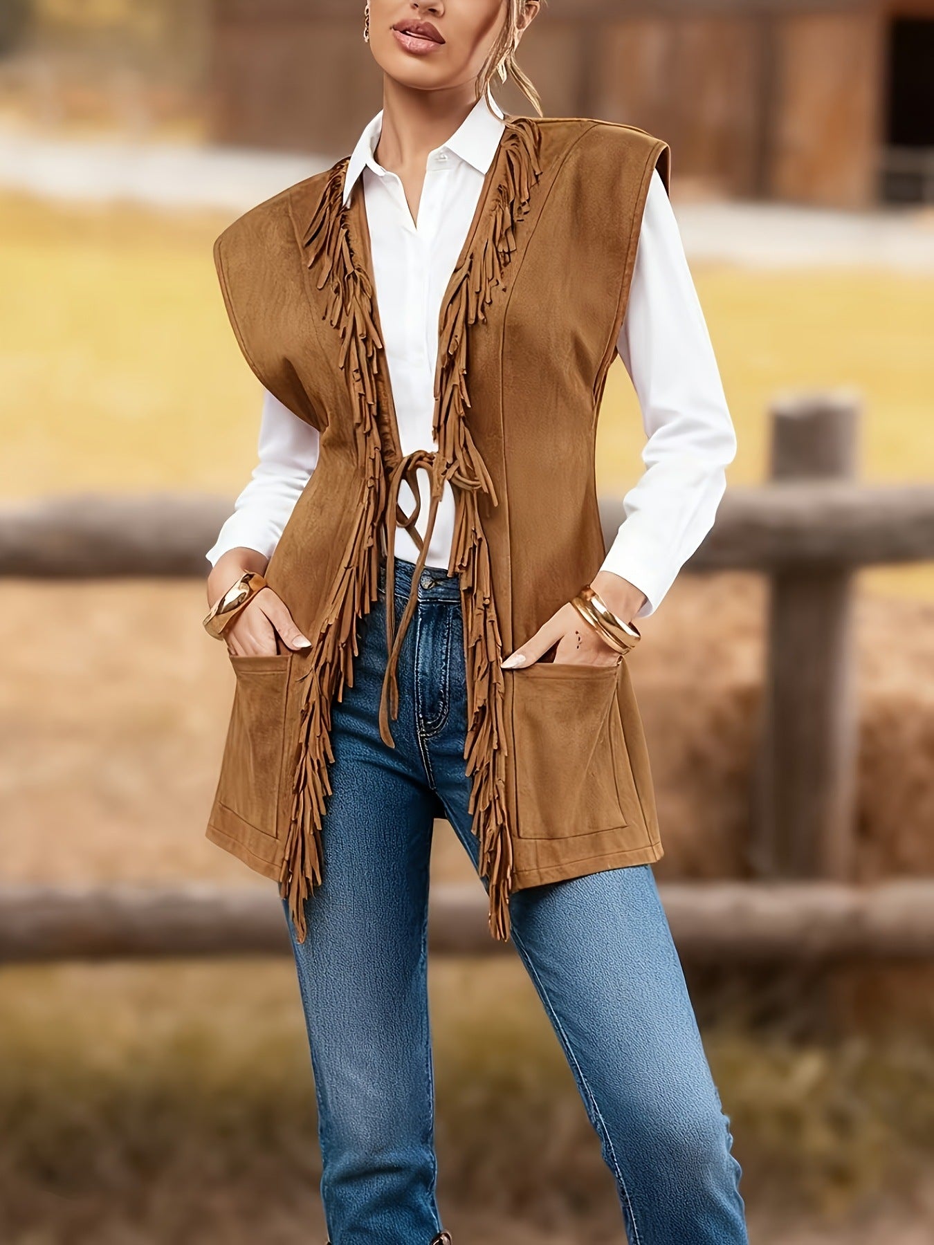 Women's Western Denim Fashion Tassel Loose Casual Retro Cardigans