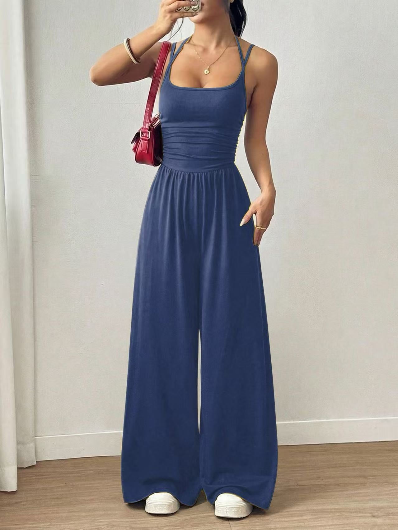 Women's Summer Sling Casual Wide Leg Loose Women's Jumpsuit/clothing