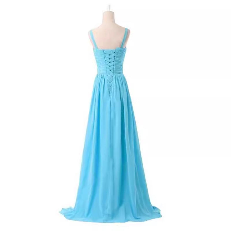 Backless Pleated Dress Long Lace Up Wedding Dresses