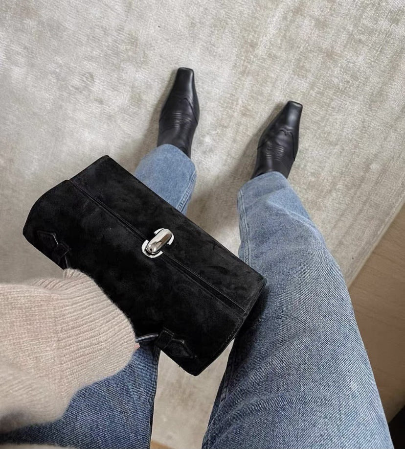 Slouchy Charming Women's Frosted Cowhide Simple Small Square Bags