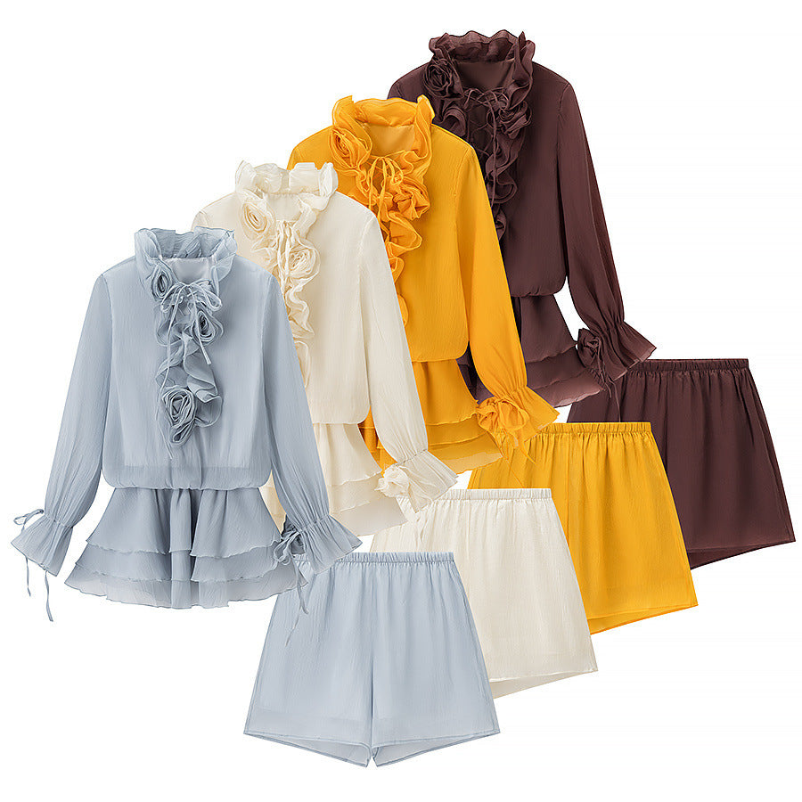 Women's Gold Style Fashionable Temperamental Flower Dress Suits