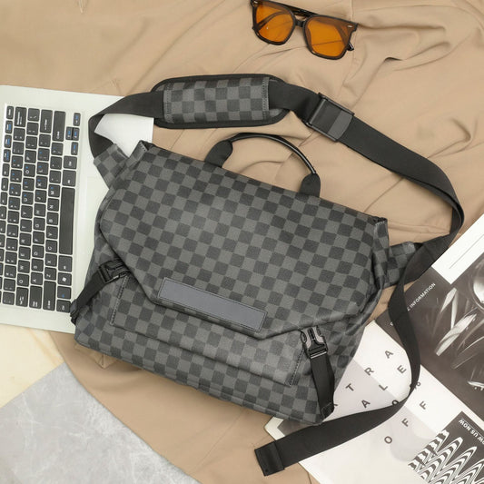 Men's Trendy Plaid Green Riding Computer Fashion Bags