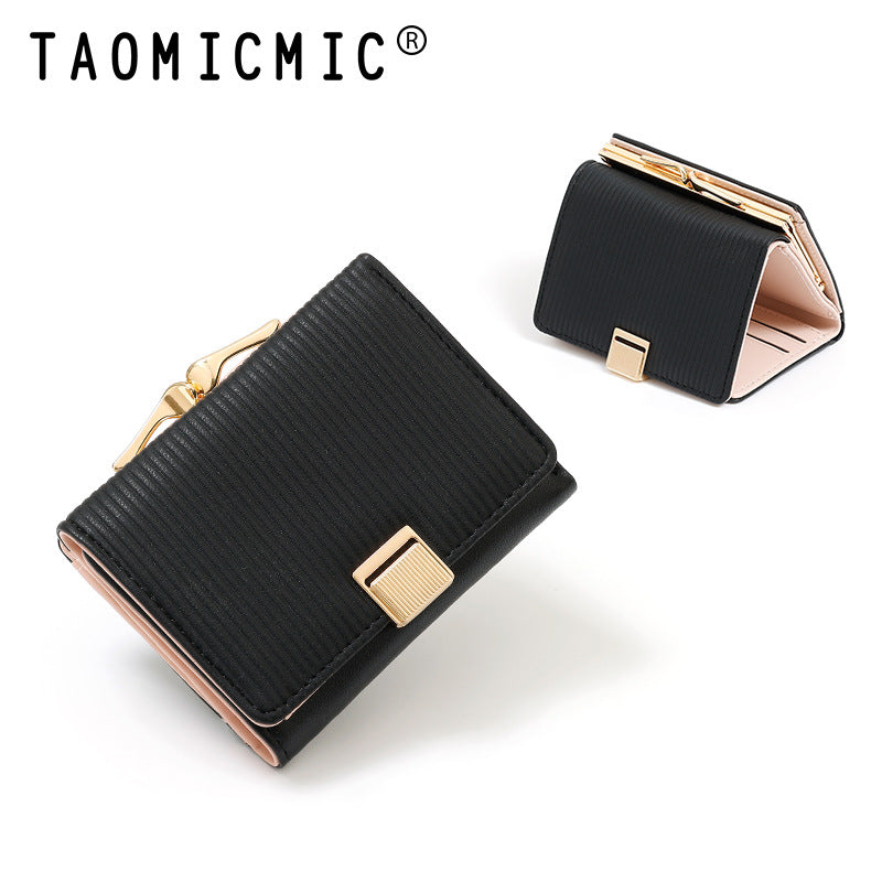 Women's Versatile High-grade Short Leather Clip Ladies Wallets