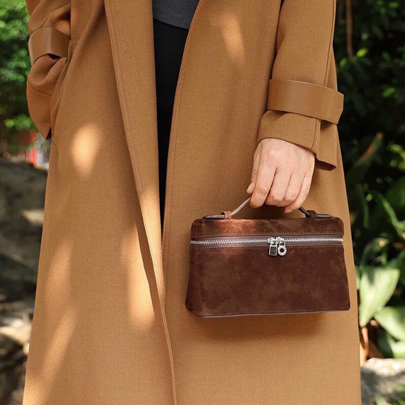 Comfortable Versatile Frosted Suede Lunch Box Crossbody Bags