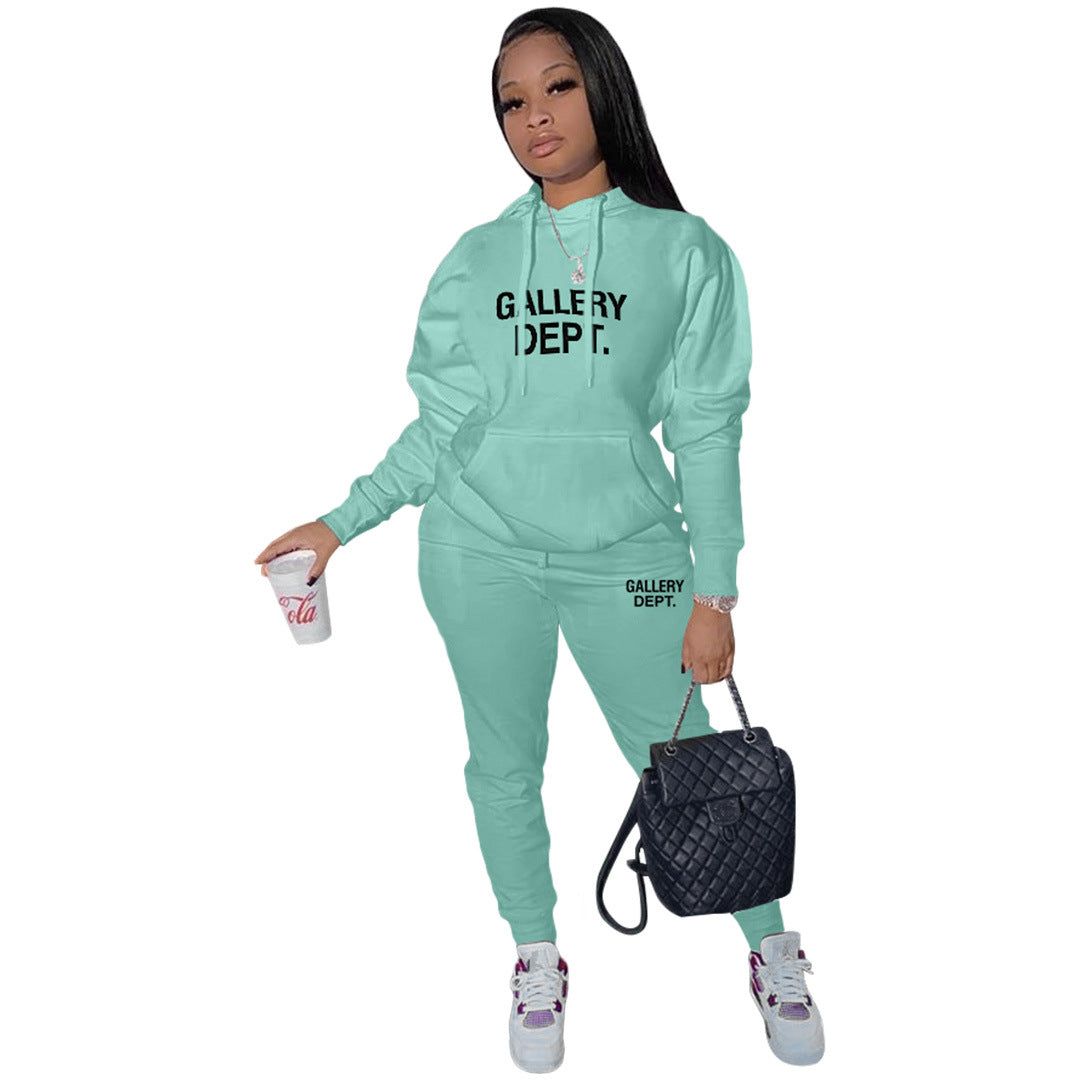 Women's Fashion Casual Printing Sports Two-piece Set Suits