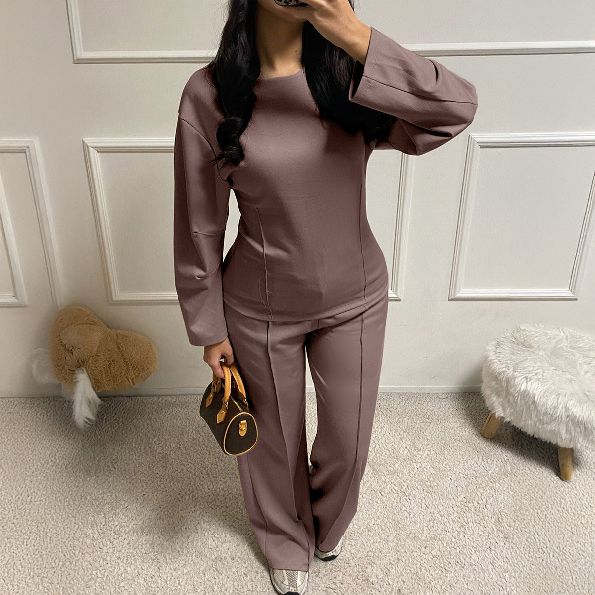 Women's Casual Fashion T-shirt Trousers Two-piece Suits