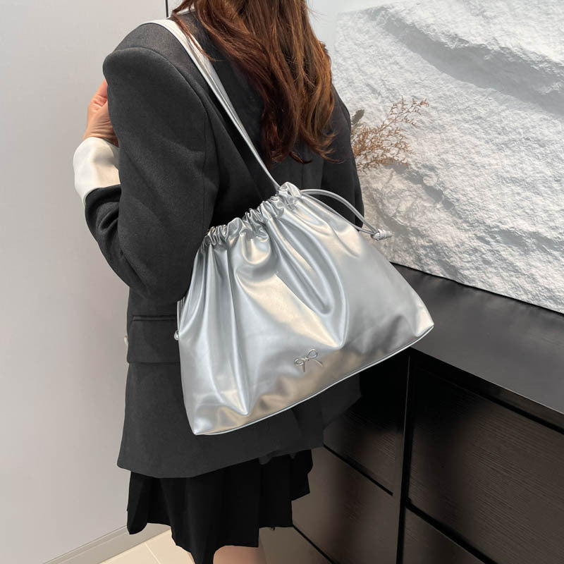 Women's Large Capacity Pleated Lazy Fashion Drawstring Handbags