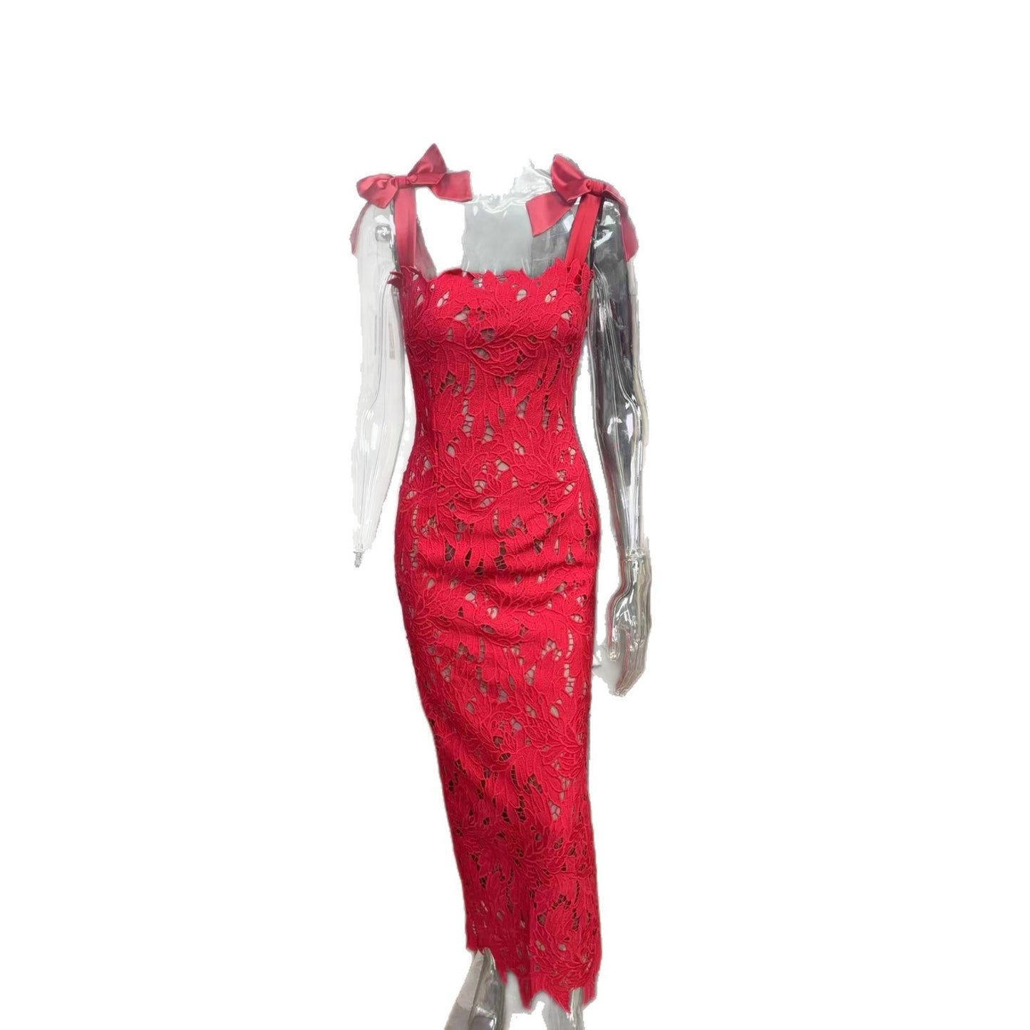 Graceful Bow Quality Adjustable Shoulder Strap Dresses
