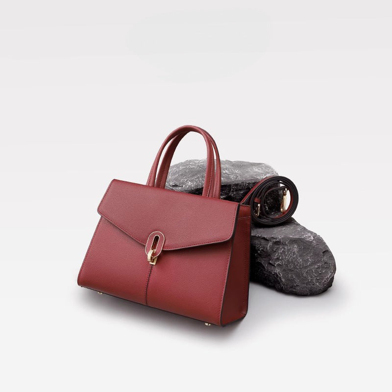 Women's Red Bridal Genuine Leather Light Luxury Handbags