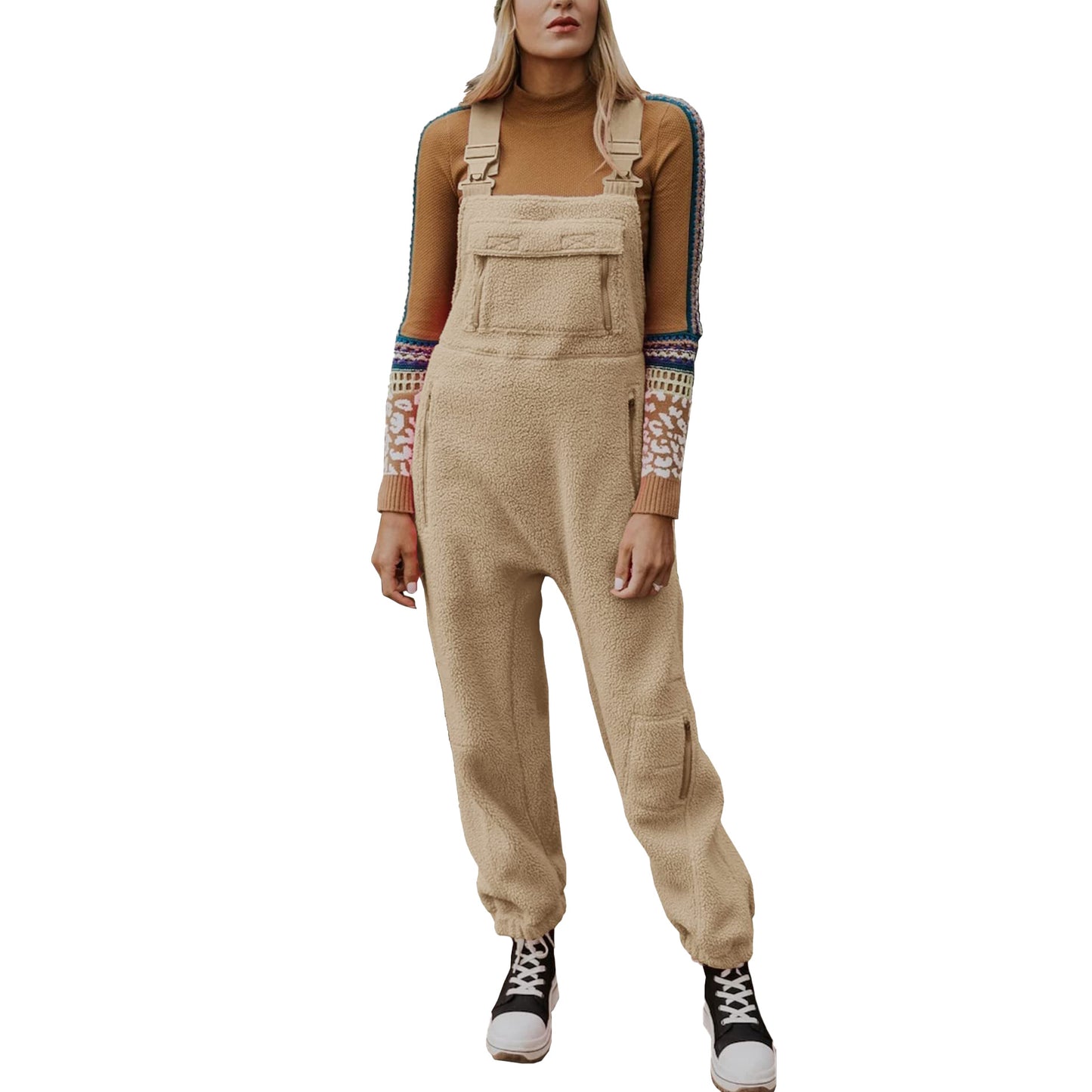 Women's Pocket Solid Color Adjustable Shoulder Strap Jumpsuits
