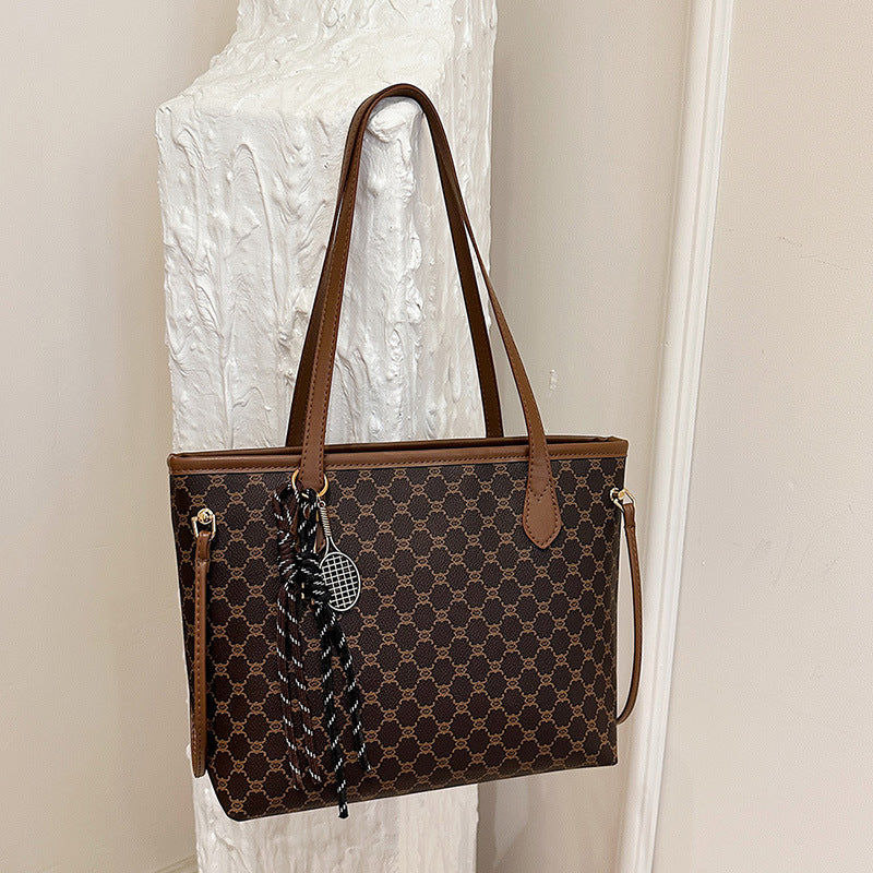 Women's Soft Leather Geometric Pattern Large Capacity Tote Bags