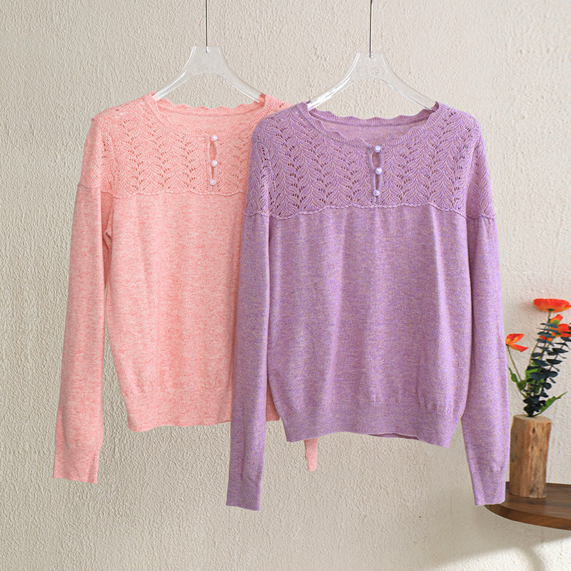 Round Neck Long Sleeve Wool Cashmere Sweaters
