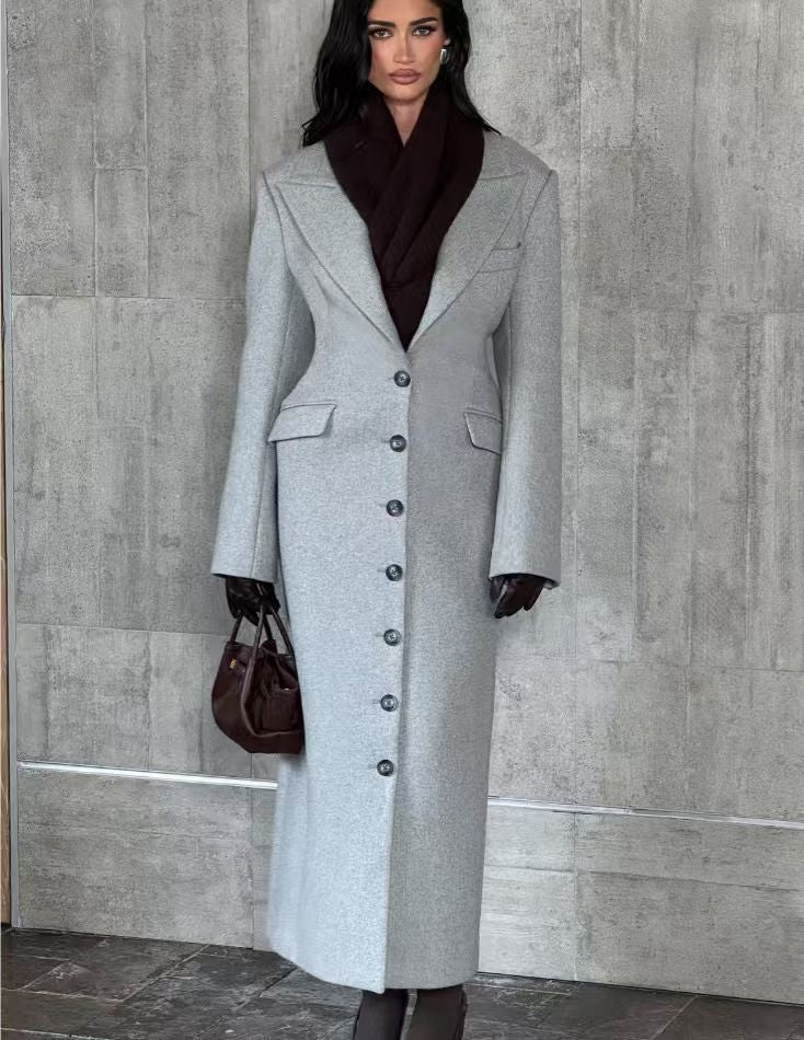 Elegant Single-breasted Large Lapel Loose Solid Coats