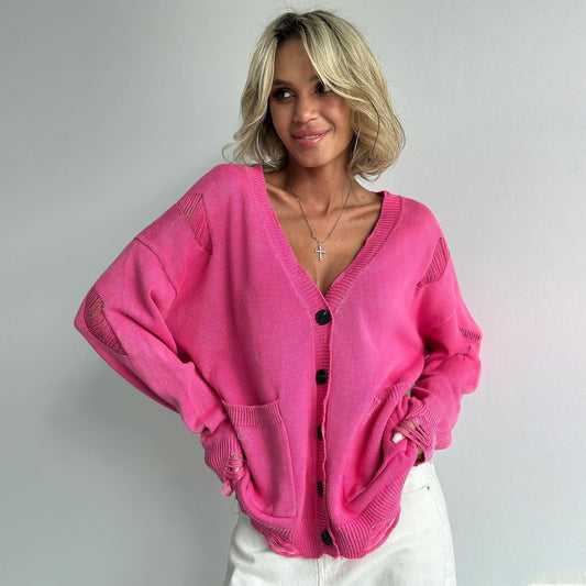 Women's American Knitted With Washed Broken Woolen Sweaters