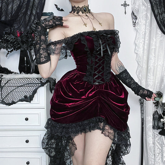 Dark Stitching Trailing Dress Gothic Style Dresses