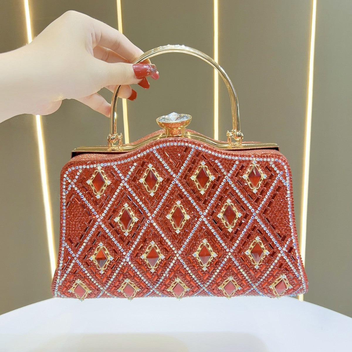 Women's Capacity Banquet Full Diamond High-grade Light Evening Bags