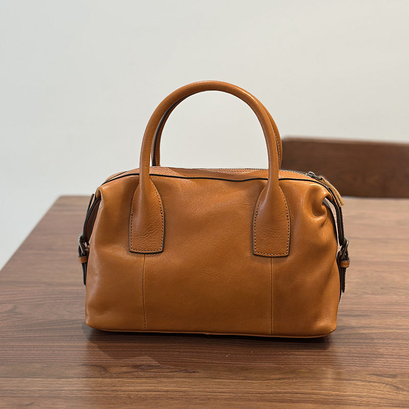 Women's Hand Layer Vegetable Tanning Cowhide Boston Commuting Bags
