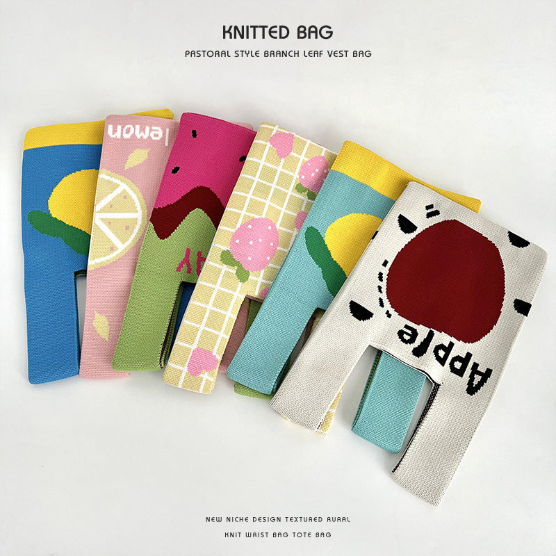 Summer Dopamine Fruit Female Knitted Hand Handbags