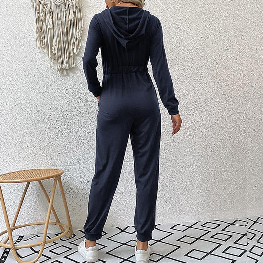 Hooded Long Sleeve Zipper Hoodie Casual Jumpsuits