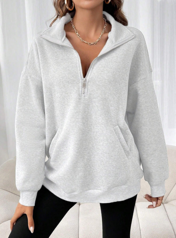 Women's Sexy Design Lapel Pocket Loose Long Sleeve Tops