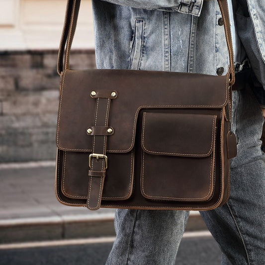 Men's Layer Cowhide Leather Genuine High-grade Crazy Bags