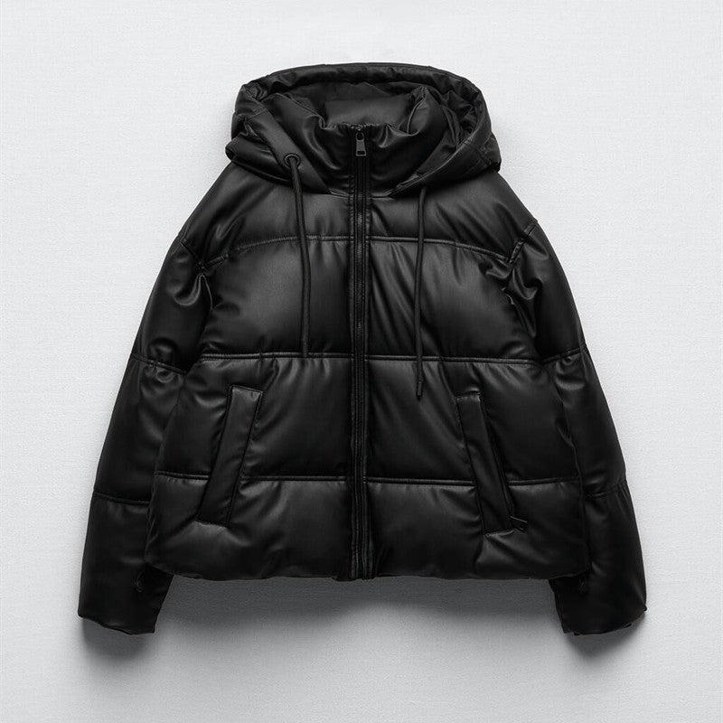 Women's Autumn Pure Color Warm Faux Leather Coats