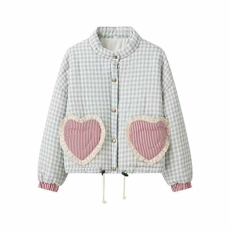 Women's New Street Fashion Stitching Plaid Coats