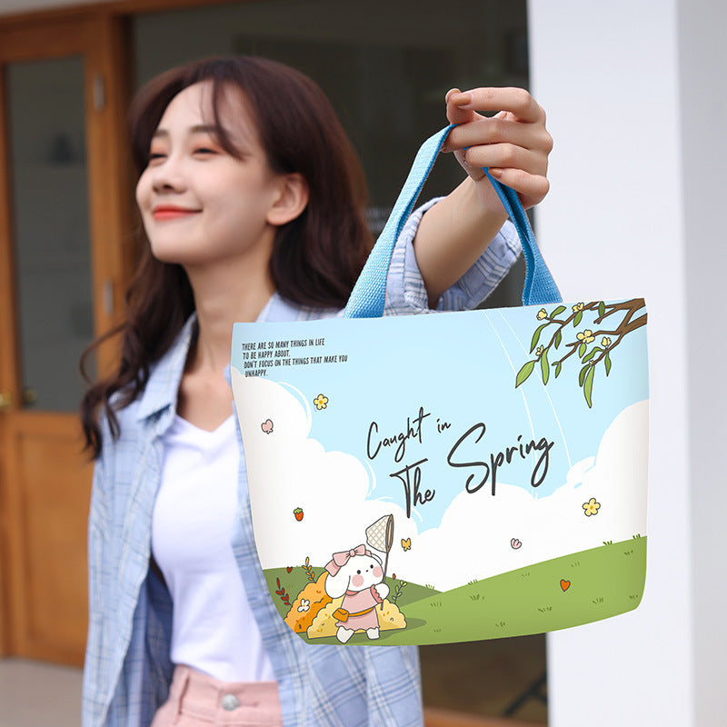 Women's Cute Cartoon Canvas Tutorial Lunch Size Handbags