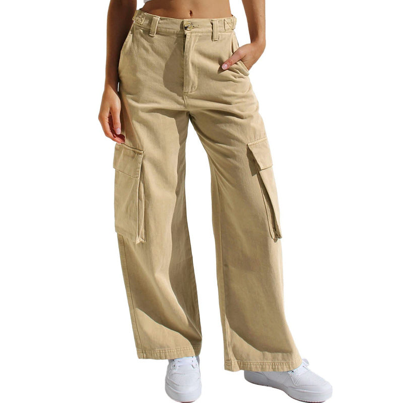 Casual Loose Wide Leg Straight Cargo Jeans