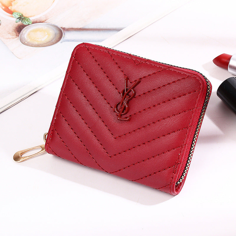 Women's Short Solid Color Summer Button Zipper Coin Purses