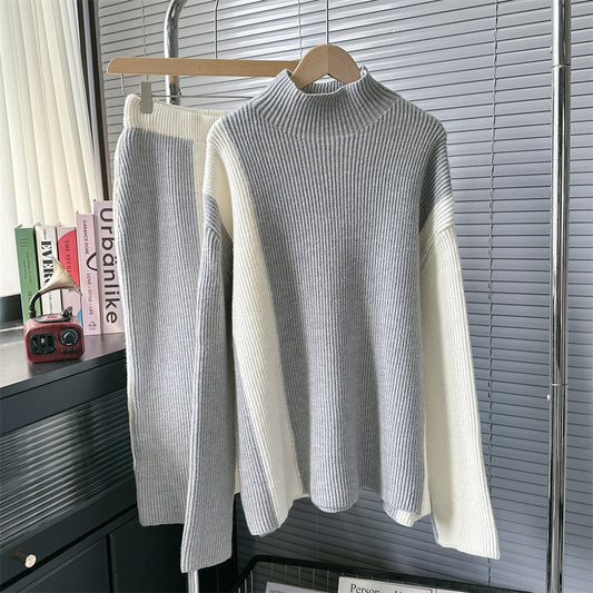 Women's Idle Style Design Color Matching Turtleneck Sweaters