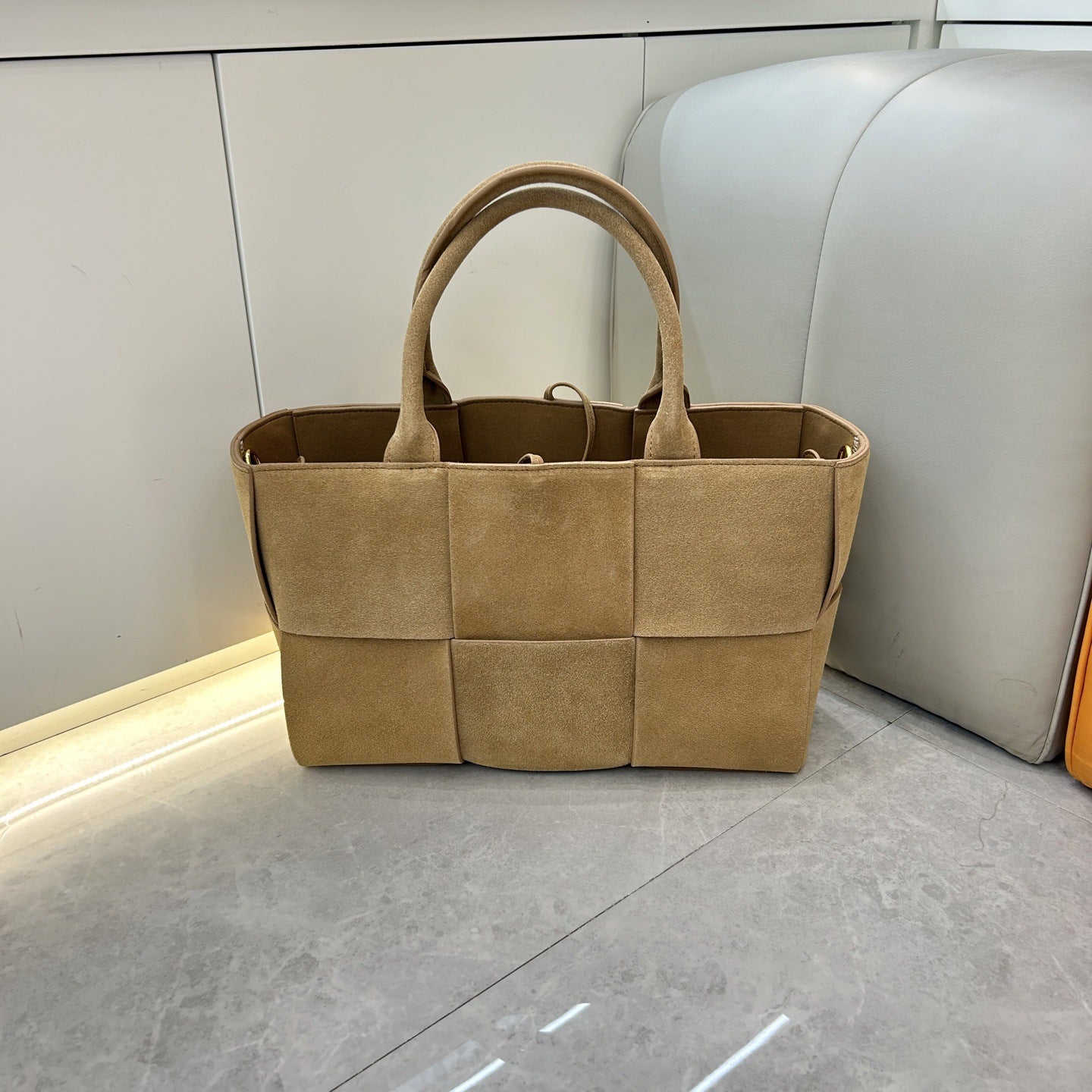 Women's Cowhide Korean Weaving Portable Shopping Tote Bags