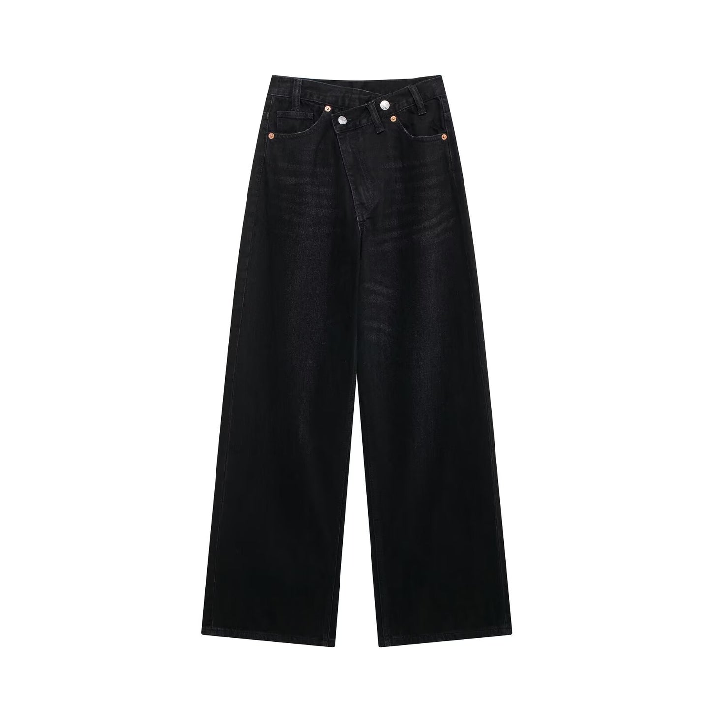 Women's Fashion Double Breasted Waist Of Trousers Jeans