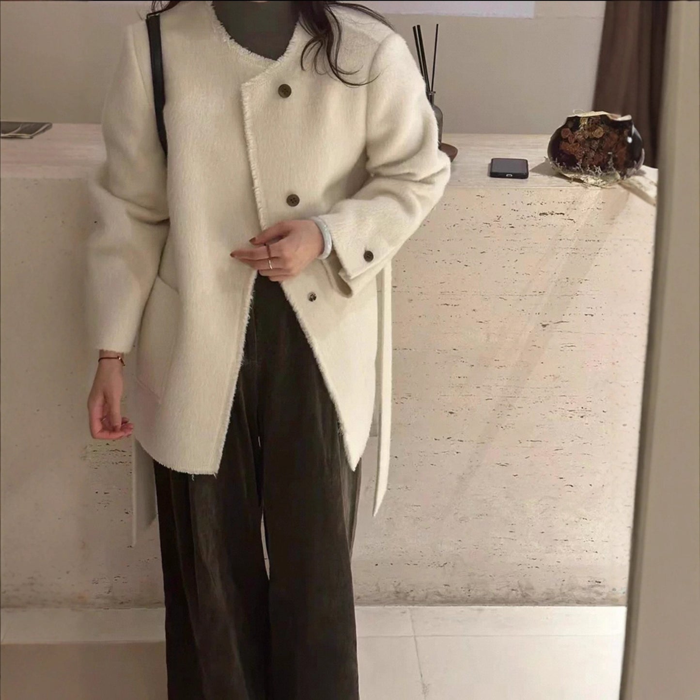 Penny Wool Angora Mulberry Silk Tassel Coats