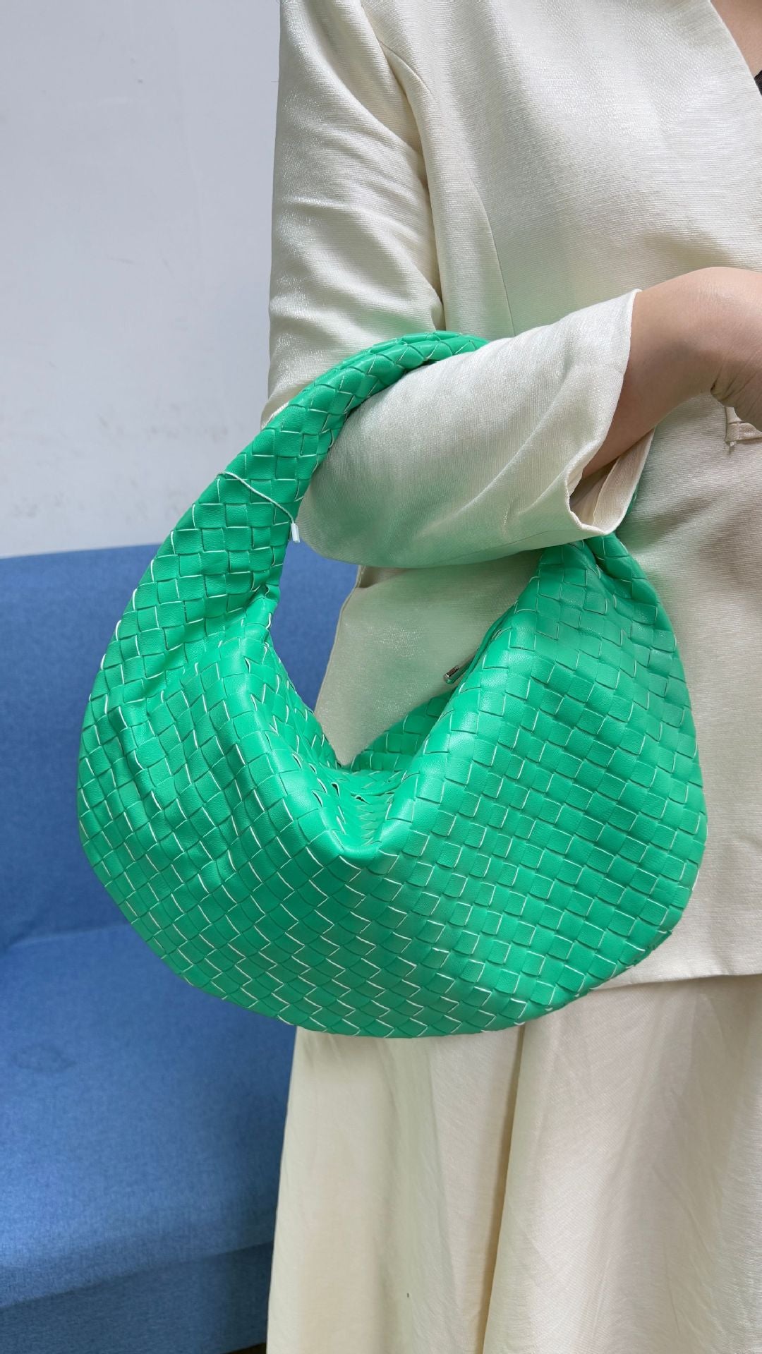 Women's Denim Woven Fashion Portable Horn Bags