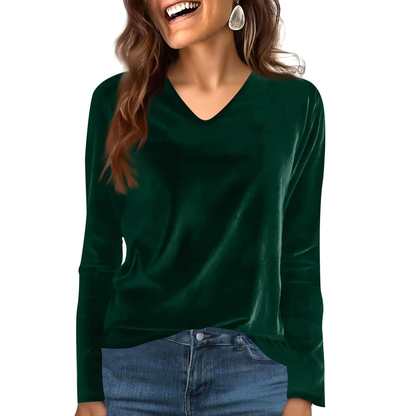 Women's Veet Solid Color Long Sleeve Retro Bottoming Women's T-shirt