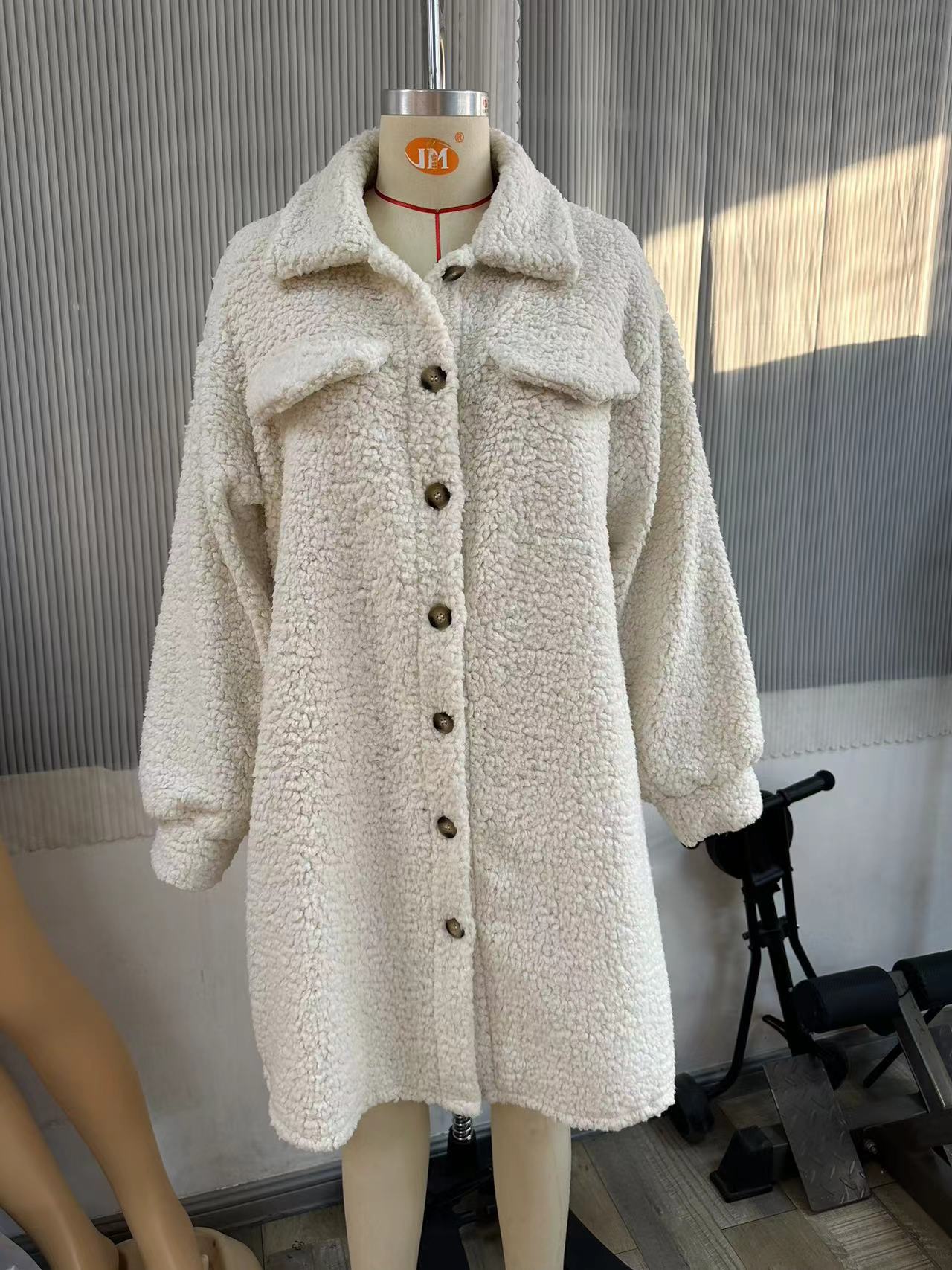 Women's Winter Buckle Lapel Plush Loose Temperament Coats